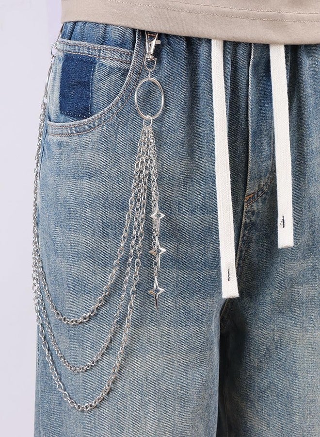 Eason1874 Star Pants Chain for Men&Women Punk Chain Belt Jeans Jewelry Accessory Multi-Layer Hip Hop Metal Wallet Chain Emo Accessories (Star B) - Image 2